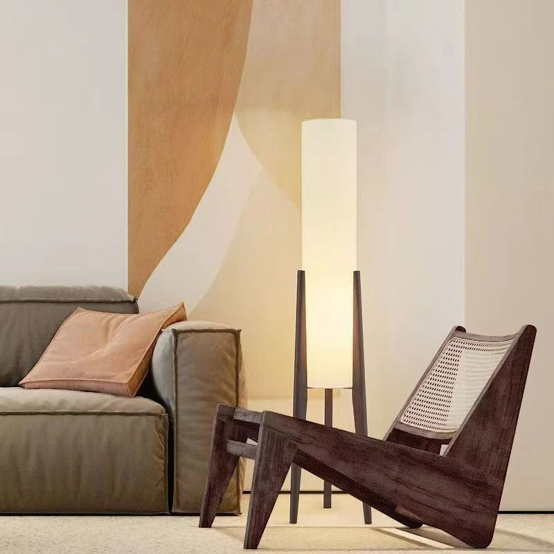Wood Tripod Floor Lamp with Fabric Shade