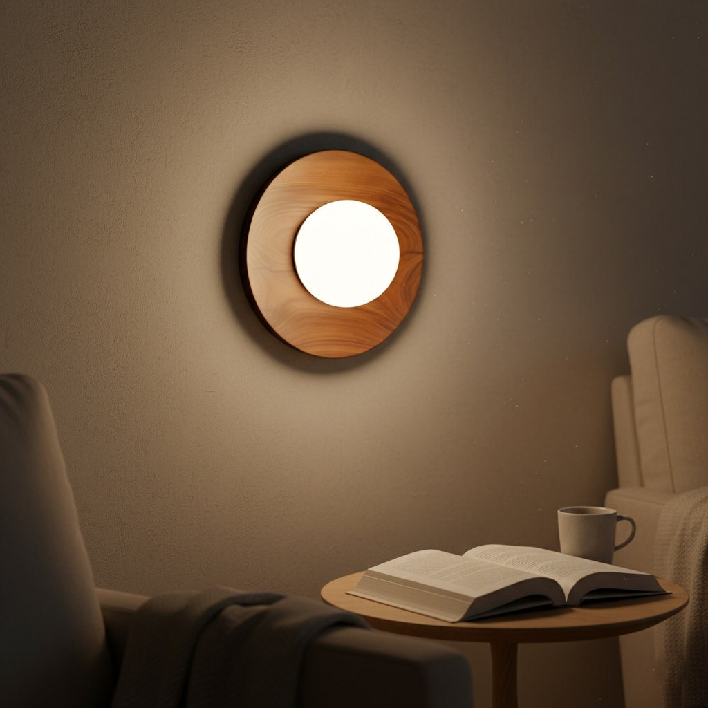 Wood and Glass Globe Wall Light with G9 Fitting