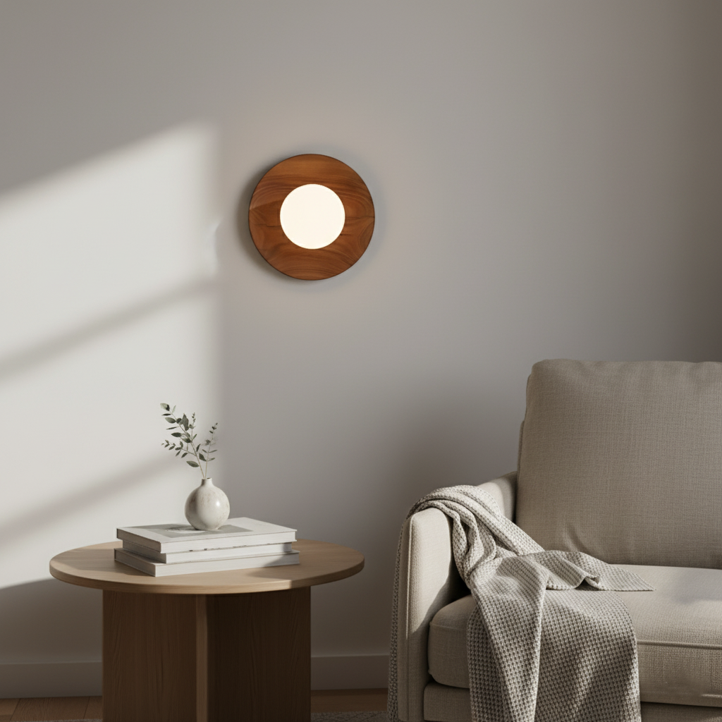 Wood and Glass Globe Wall Light with G9 Fitting