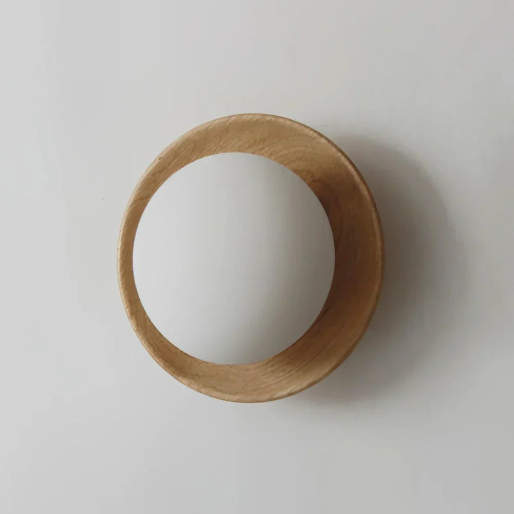 Wood and Glass Globe Wall Light with G9 Fitting