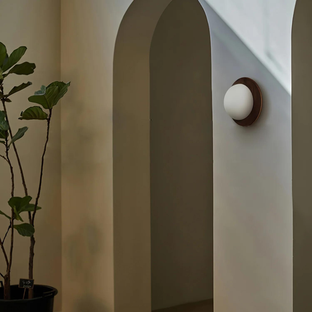Wood and Glass Globe Wall Light with G9 Fitting