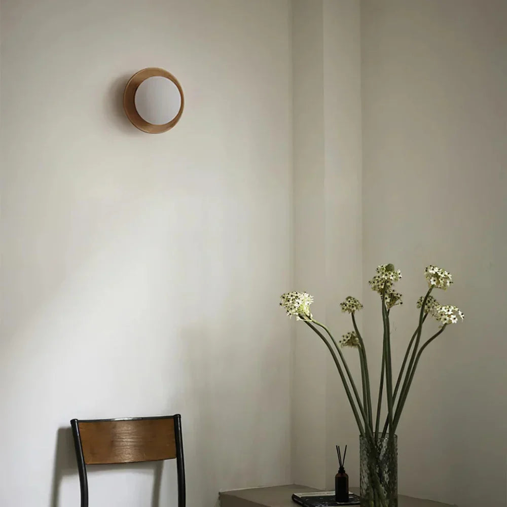 Wood and Glass Globe Wall Light with G9 Fitting