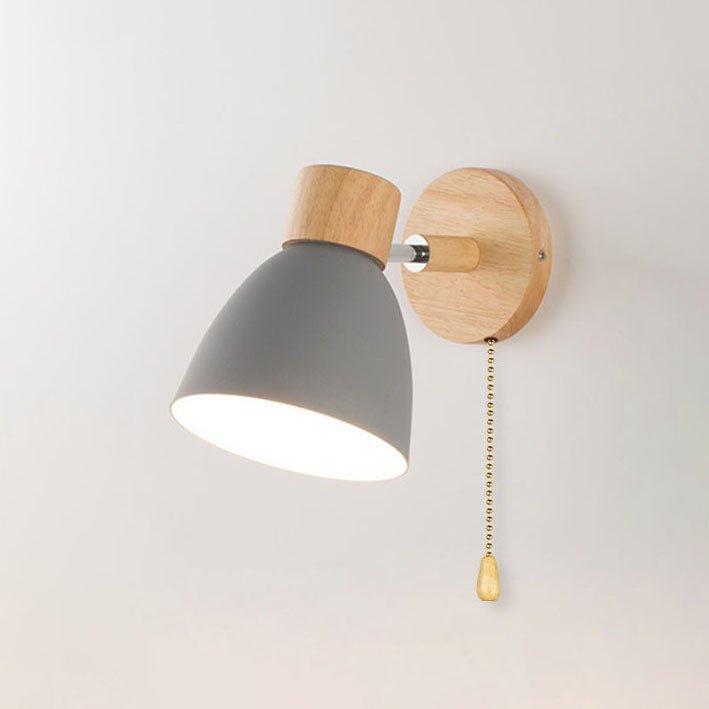 Wooden Cone LED Wall Light Fixture - Minimalist Design, 1-Bulb