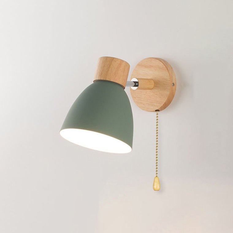 Wooden Cone LED Wall Light Fixture - Minimalist Design, 1-Bulb
