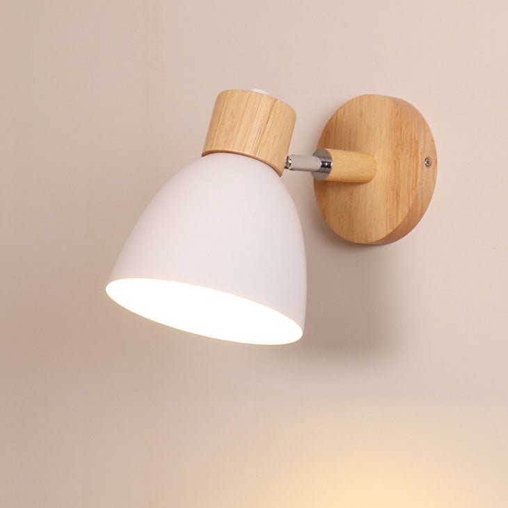 Wooden Cone LED Wall Light Fixture - Minimalist Design, 1-Bulb