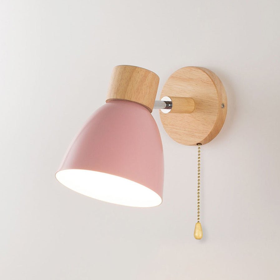 Wooden Cone LED Wall Light Fixture - Minimalist Design, 1-Bulb