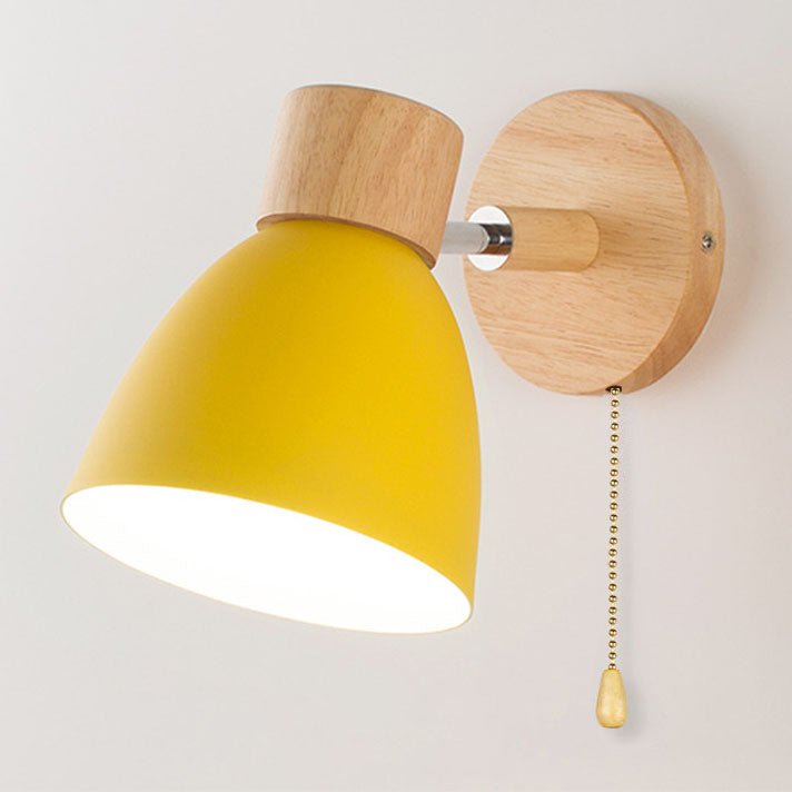 Wooden Cone LED Wall Light Fixture - Minimalist Design, 1-Bulb