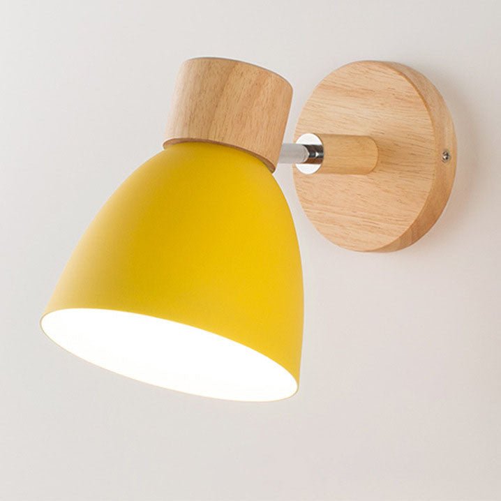 Wooden Cone LED Wall Light Fixture - Minimalist Design, 1-Bulb