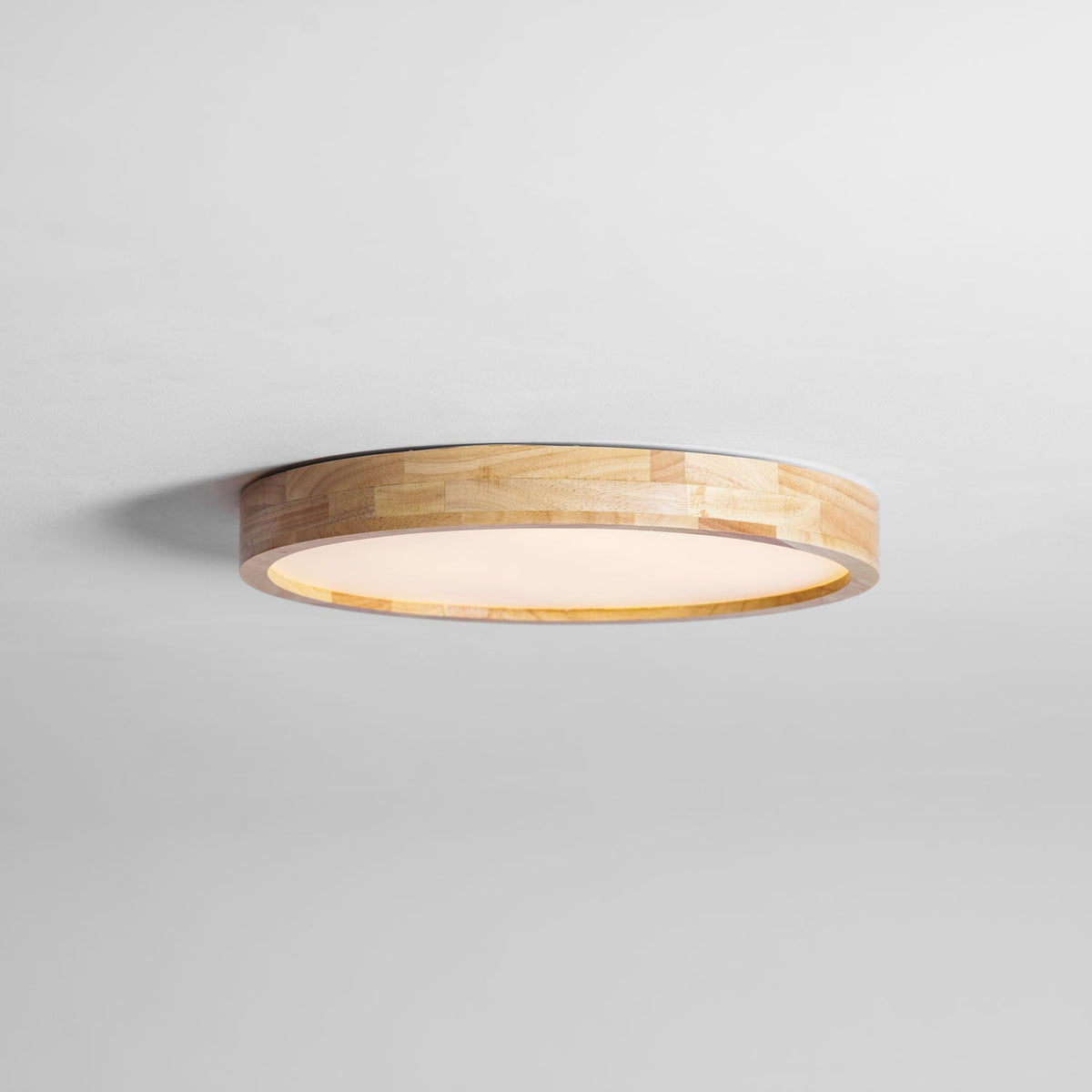 12-Inch Geometric Wood LED Ceiling Light, Flush Mount