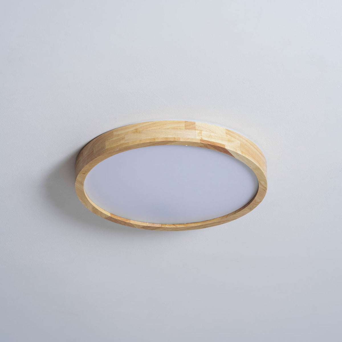 12-Inch Geometric Wood LED Ceiling Light, Flush Mount