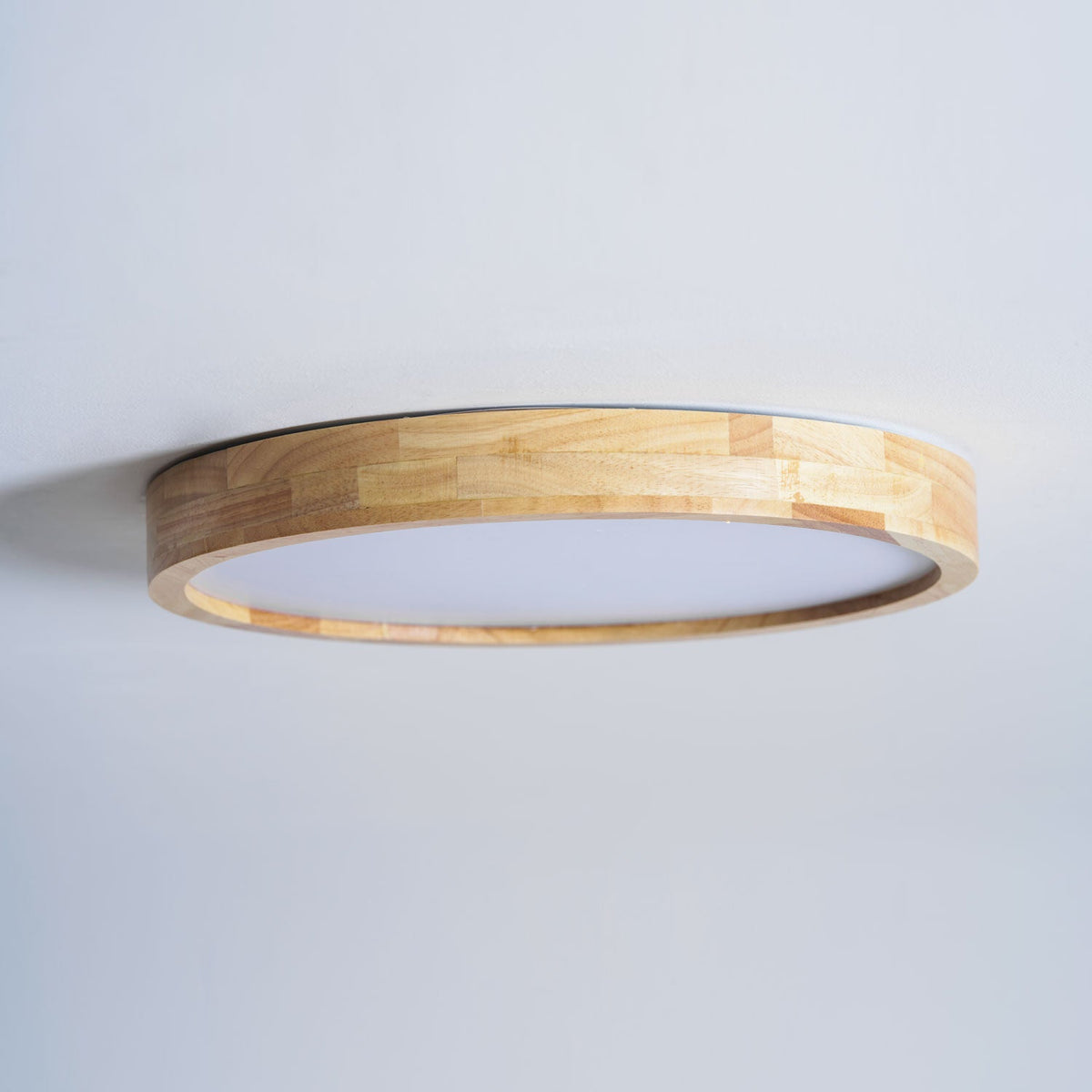12-Inch Geometric Wood LED Ceiling Light, Flush Mount