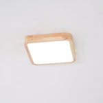 12-Inch Geometric Wood LED Ceiling Light, Flush Mount