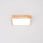 12-Inch Geometric Wood LED Ceiling Light, Flush Mount