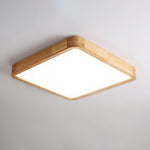 12-Inch Geometric Wood LED Ceiling Light, Flush Mount