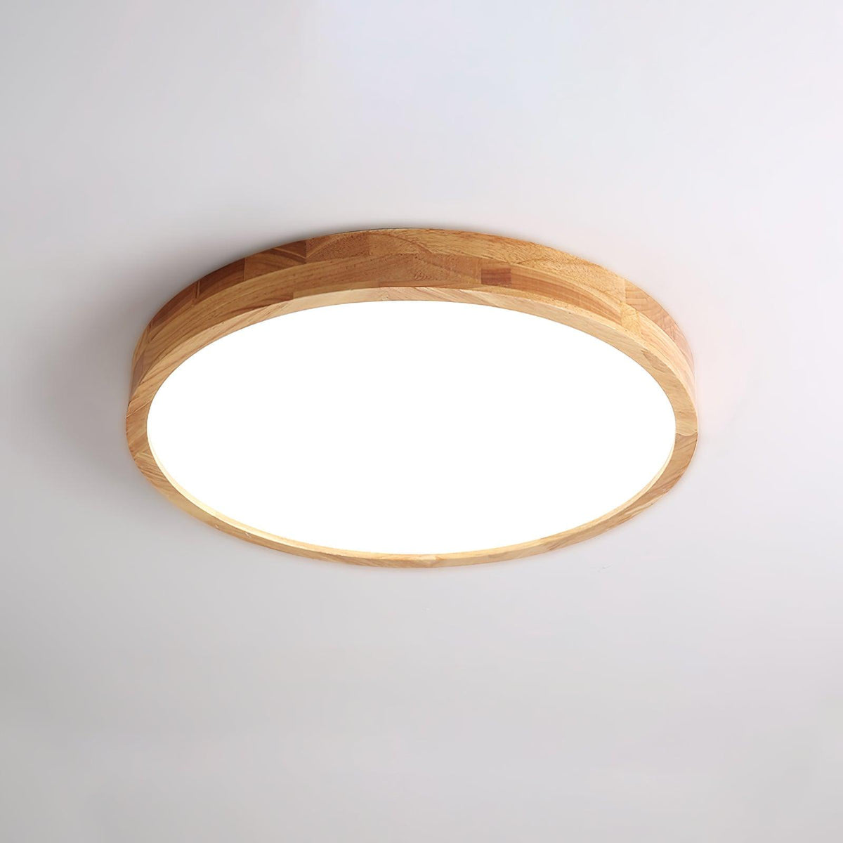 12-Inch Geometric Wood LED Ceiling Light, Flush Mount