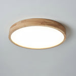 12-Inch Geometric Wood LED Ceiling Light, Flush Mount