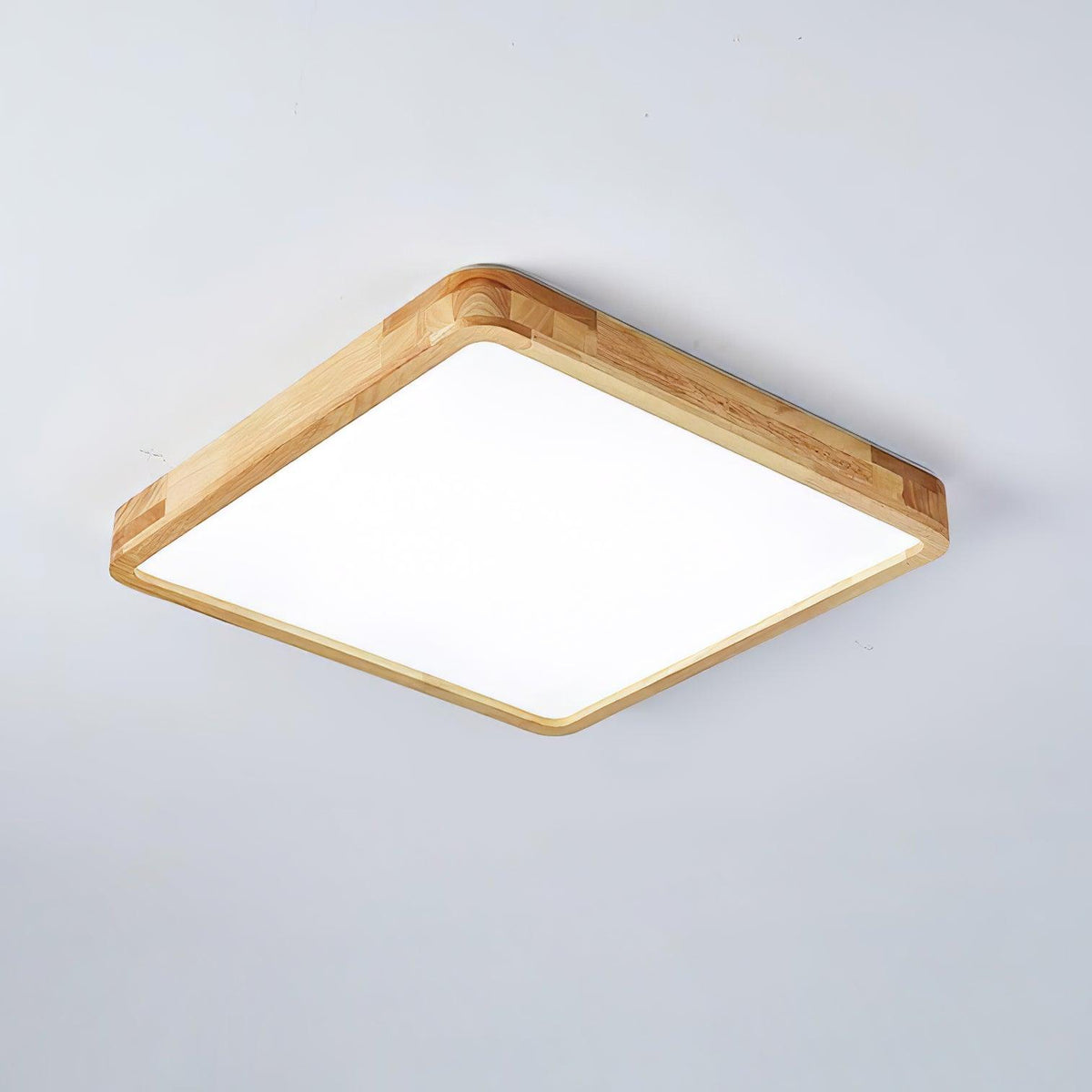 12-Inch Geometric Wood LED Ceiling Light, Flush Mount