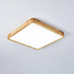 12-Inch Geometric Wood LED Ceiling Light, Flush Mount