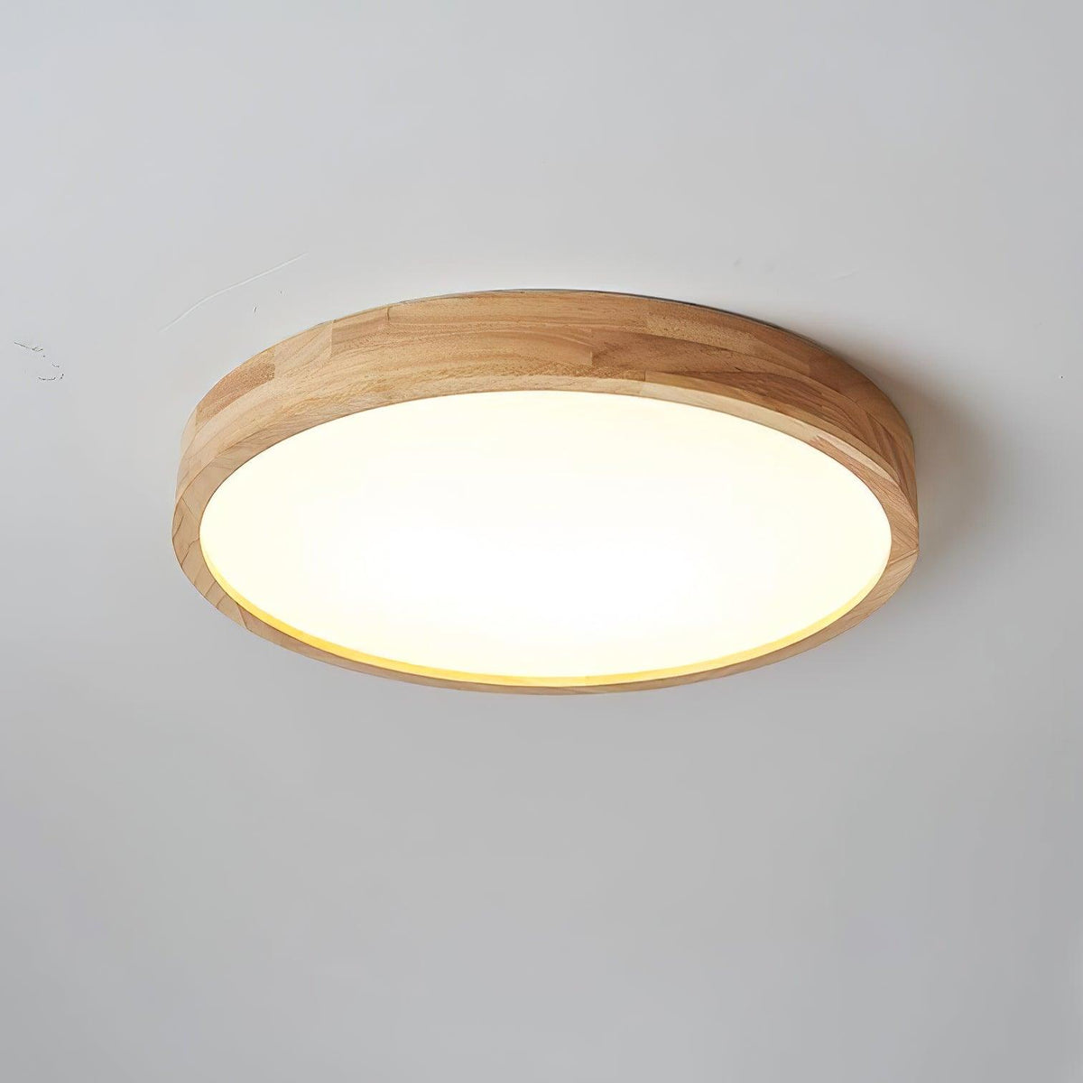 12-Inch Geometric Wood LED Ceiling Light, Flush Mount