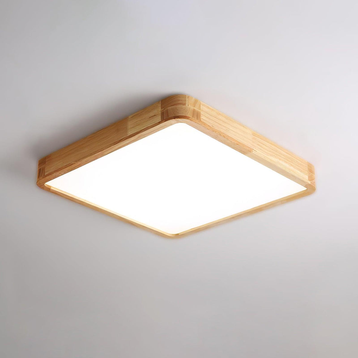 12-Inch Geometric Wood LED Ceiling Light, Flush Mount