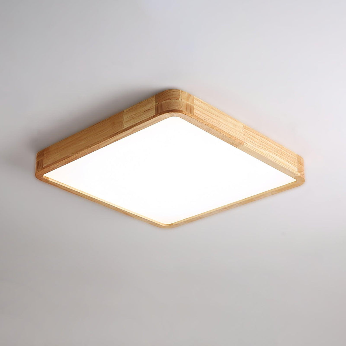12-Inch Geometric Wood LED Ceiling Light, Flush Mount