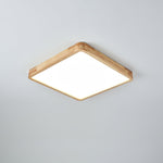 12-Inch Geometric Wood LED Ceiling Light, Flush Mount