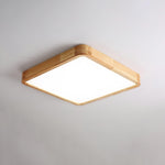 12-Inch Geometric Wood LED Ceiling Light, Flush Mount