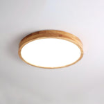 12-Inch Geometric Wood LED Ceiling Light, Flush Mount