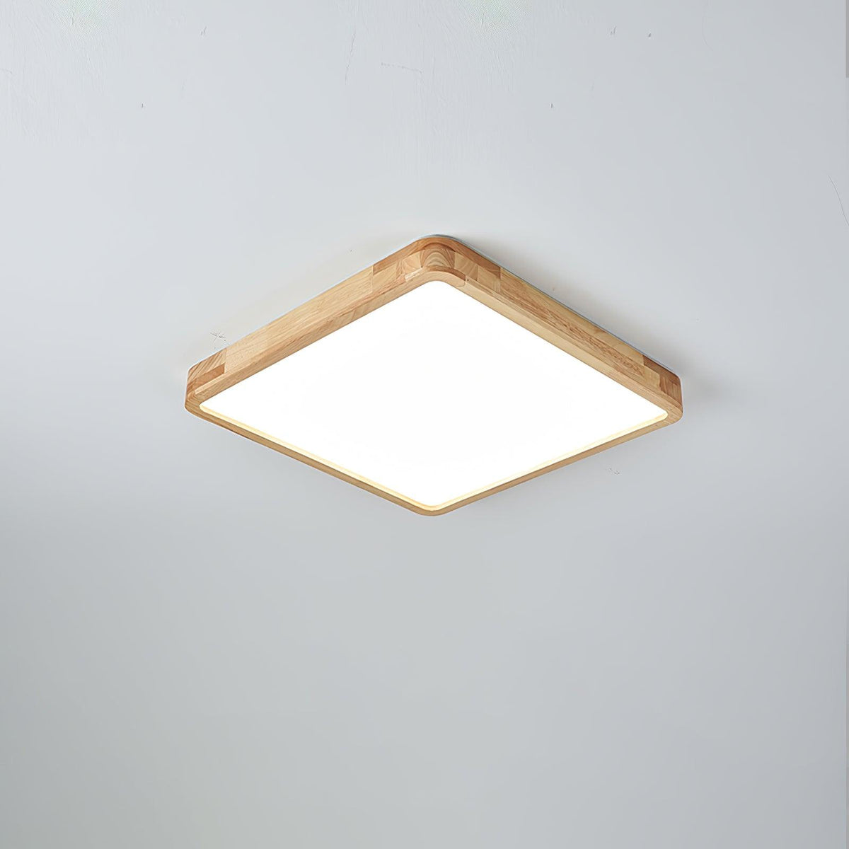 12-Inch Geometric Wood LED Ceiling Light, Flush Mount