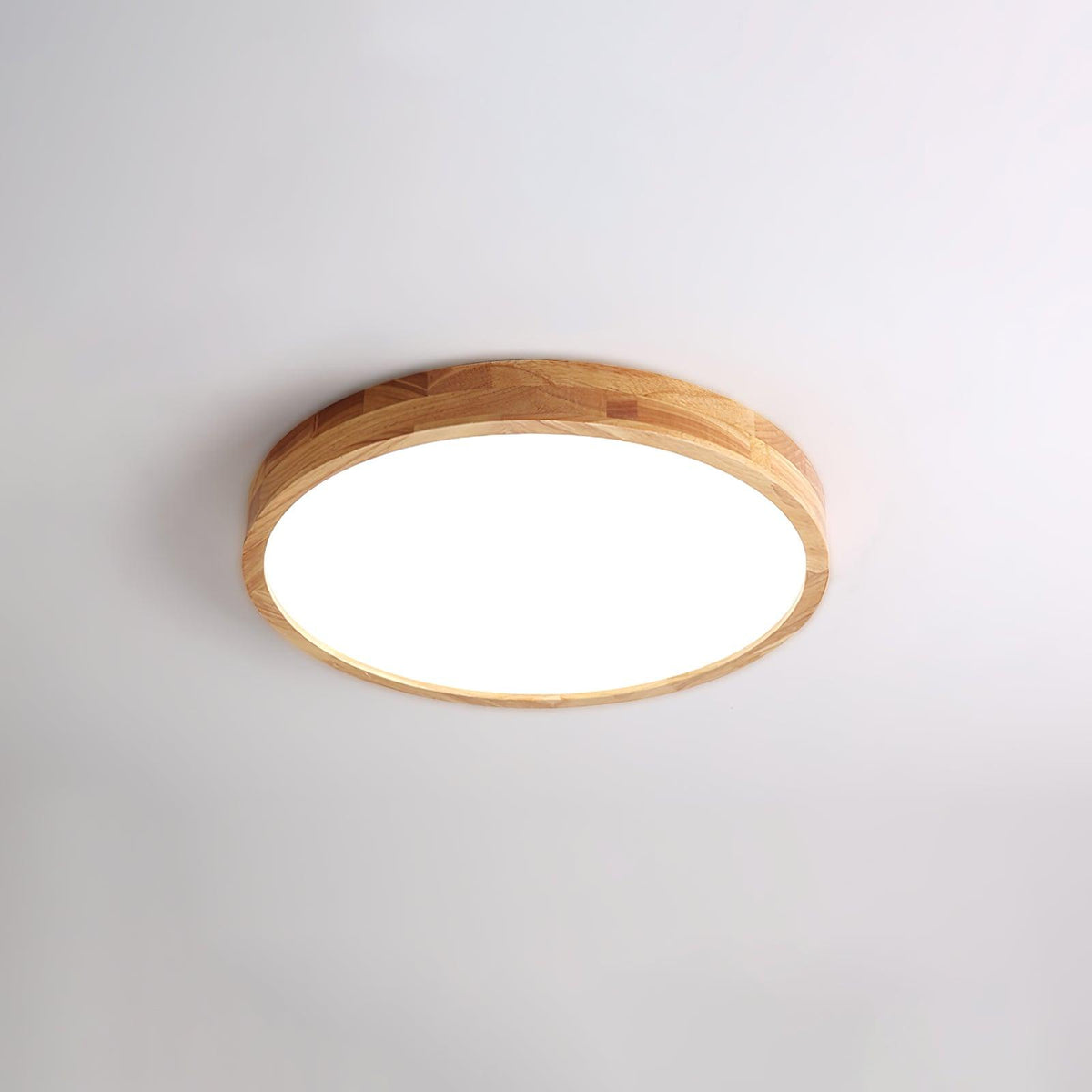 12-Inch Geometric Wood LED Ceiling Light, Flush Mount