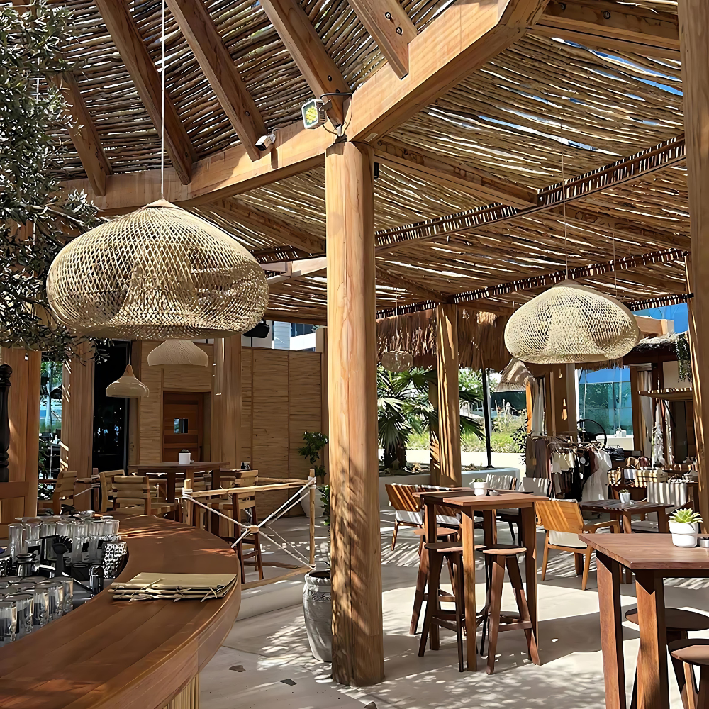 Woven Rattan Dome Pendant Light