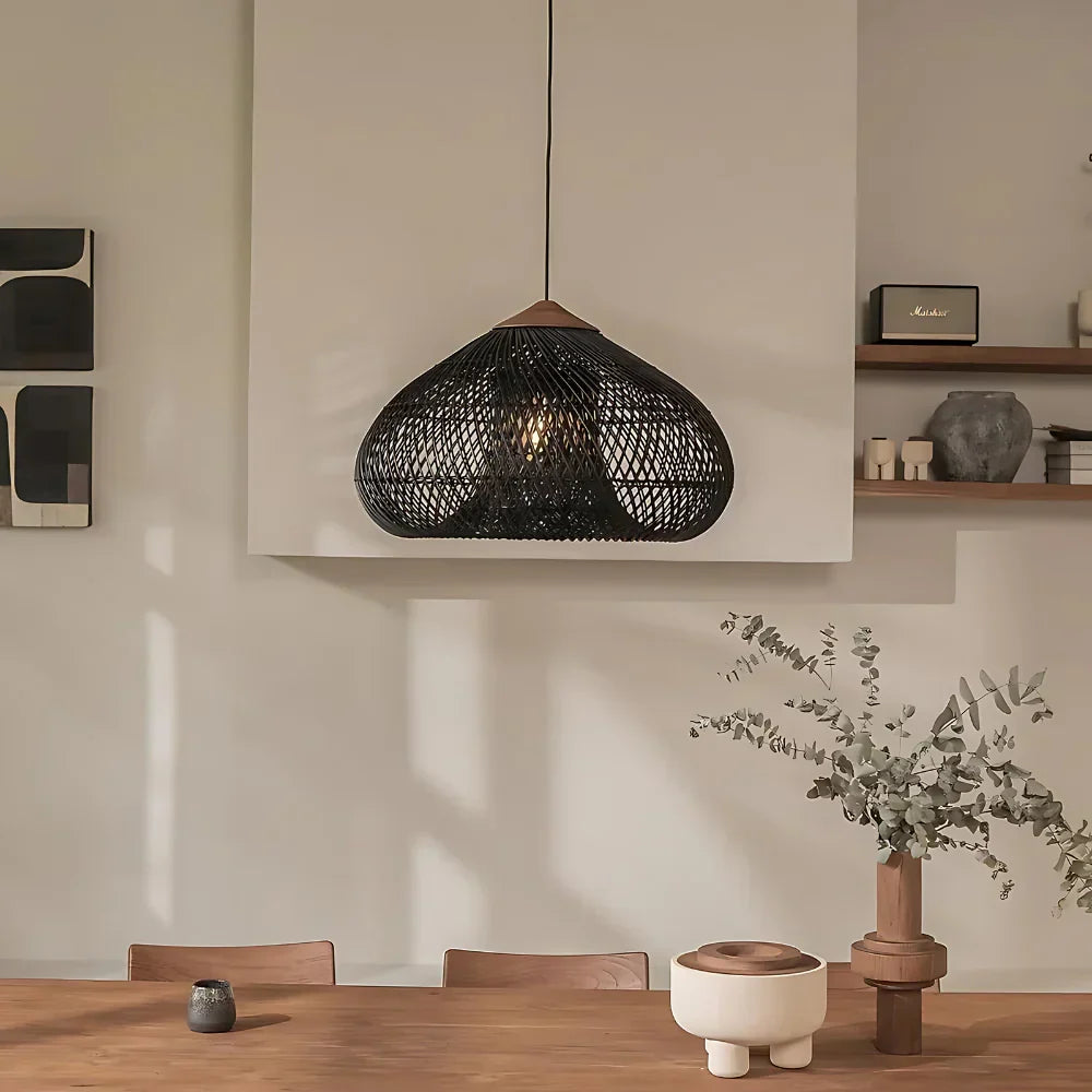 Woven Rattan Dome Pendant Light