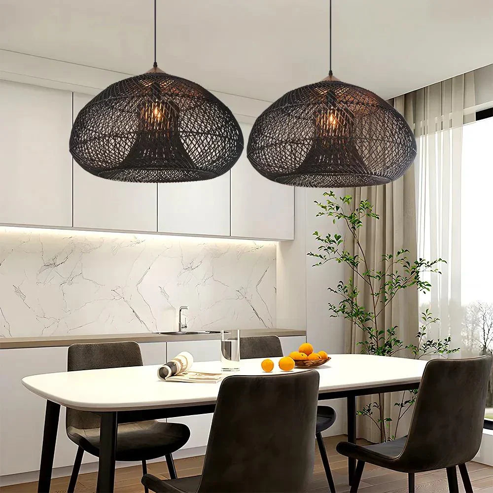 Woven Rattan Dome Pendant Light