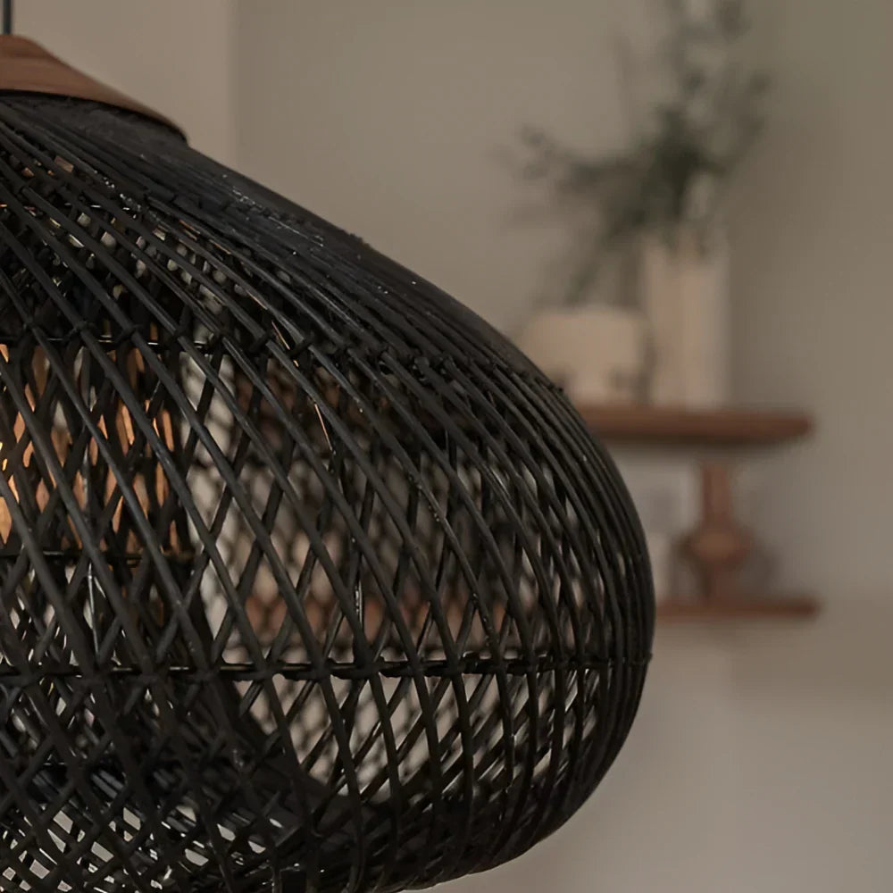 Woven Rattan Dome Pendant Light