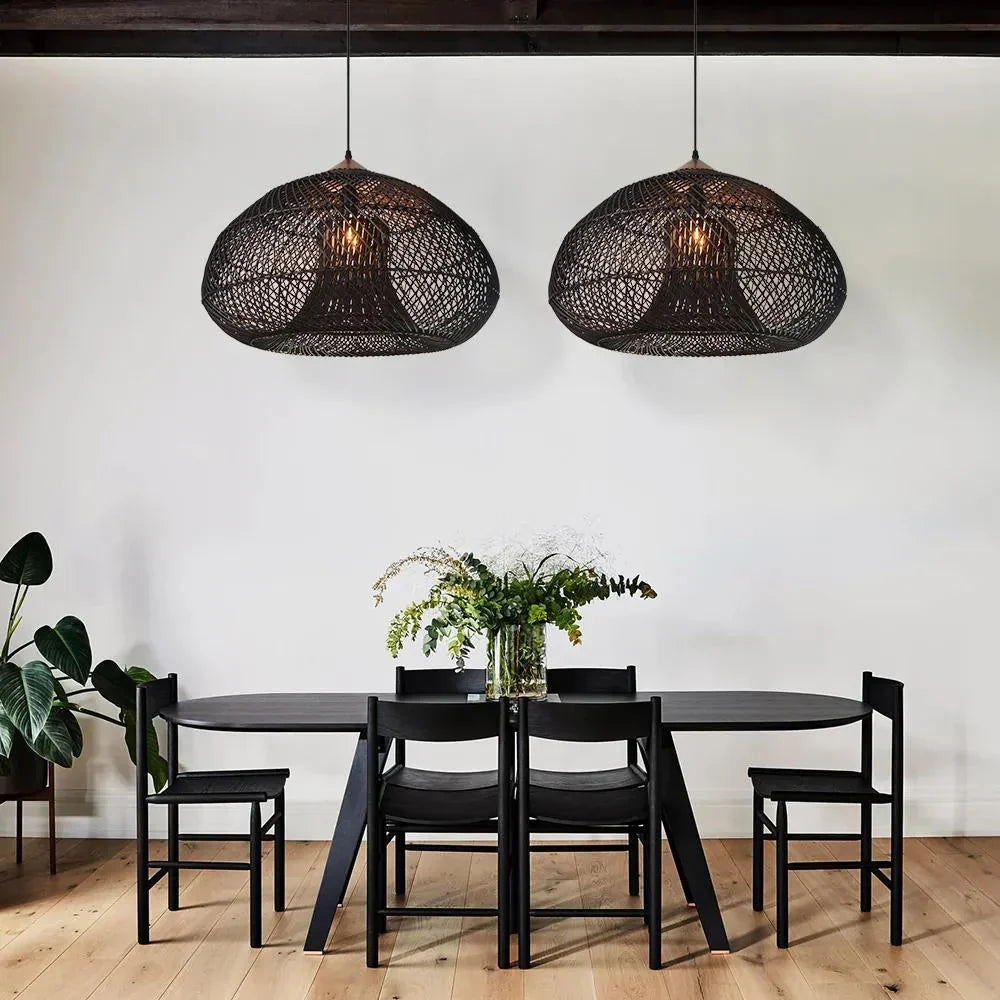 Woven Rattan Dome Pendant Light