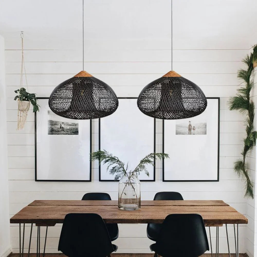 Woven Rattan Dome Pendant Light