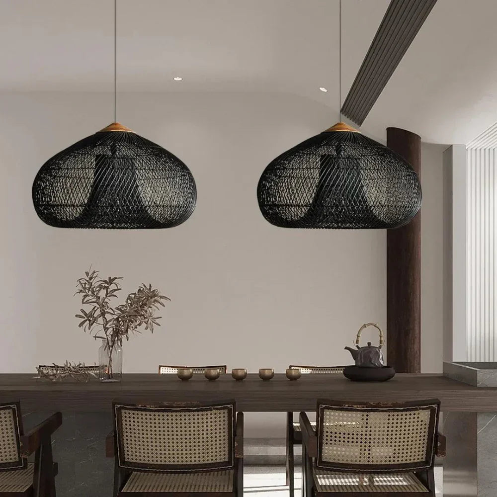 Woven Rattan Dome Pendant Light