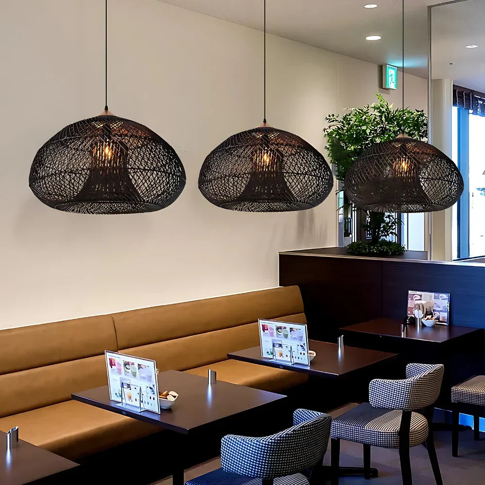 Woven Rattan Dome Pendant Light