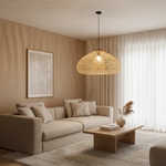 Woven Rattan Dome Pendant Light