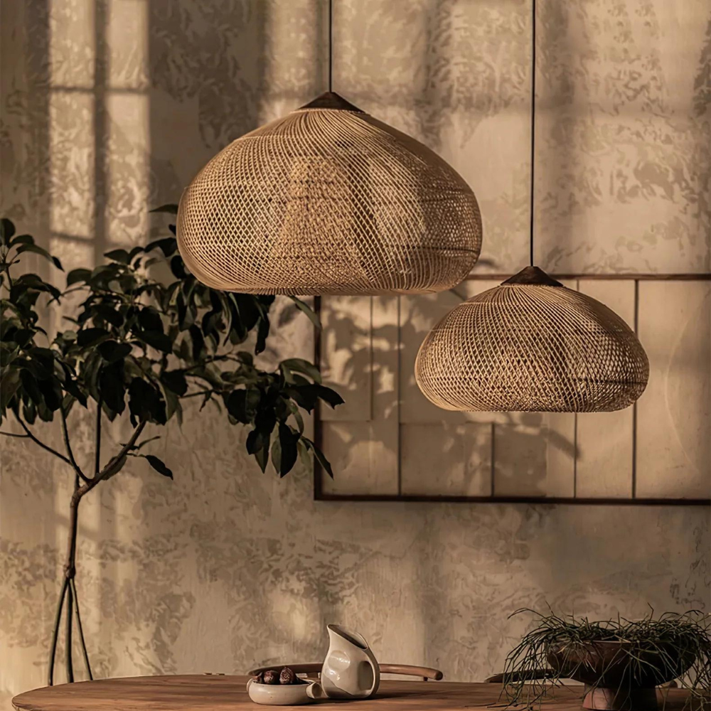Woven Rattan Dome Pendant Light