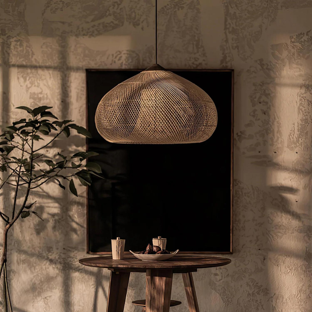 Woven Rattan Dome Pendant Light