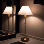 Rechargeable Brass-Colour Fabric Table Lamp