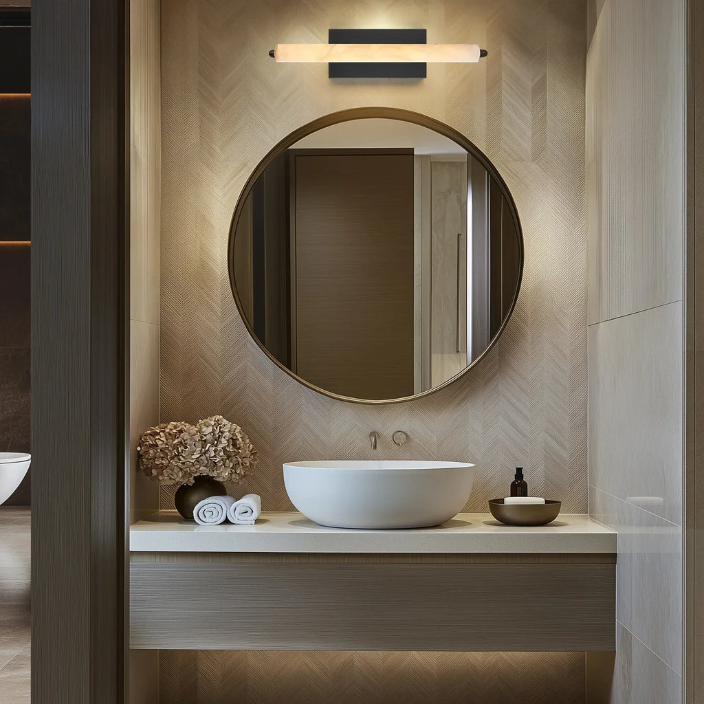 Elegant Alabaster Single Wall Sconce - 19 inches High