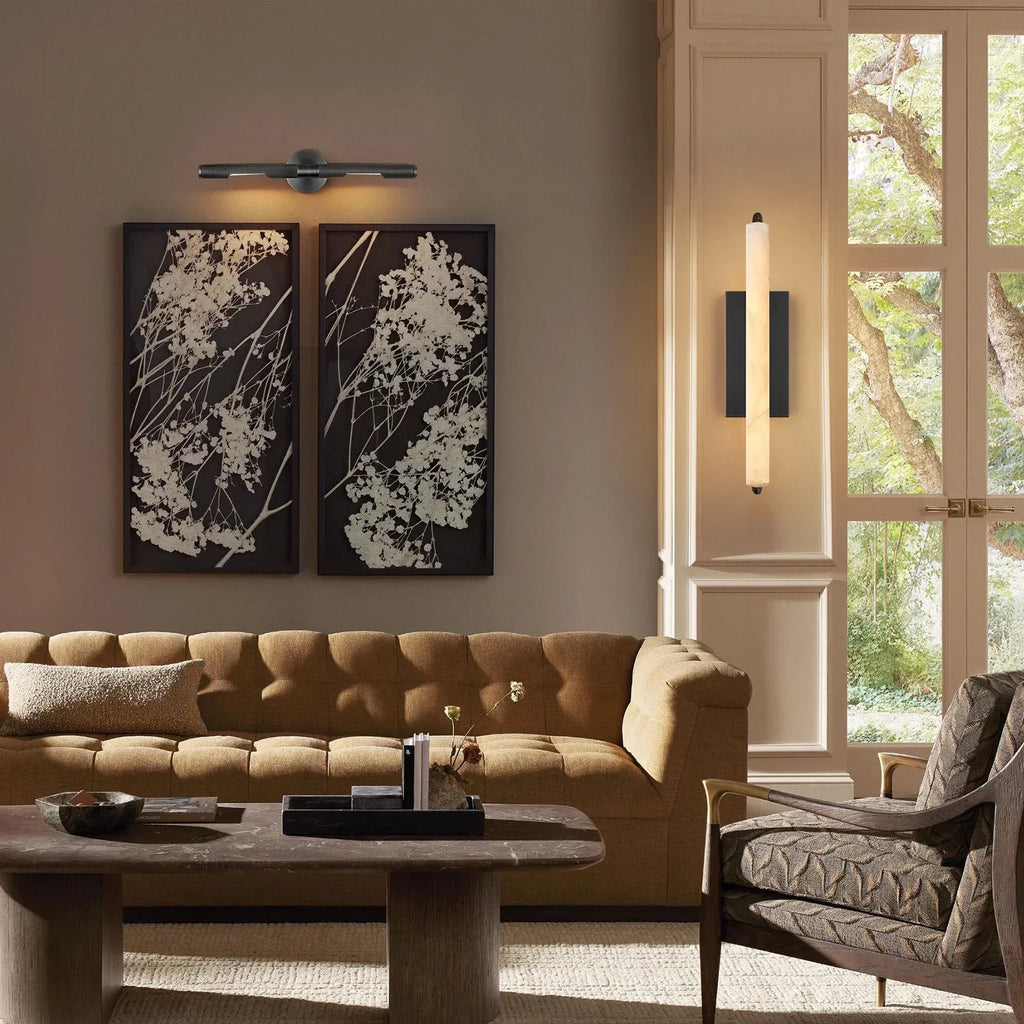 Elegant Alabaster Single Wall Sconce - 19 inches High