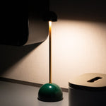 Brass-Colour and Green Rechargeable Touch Table Lamp