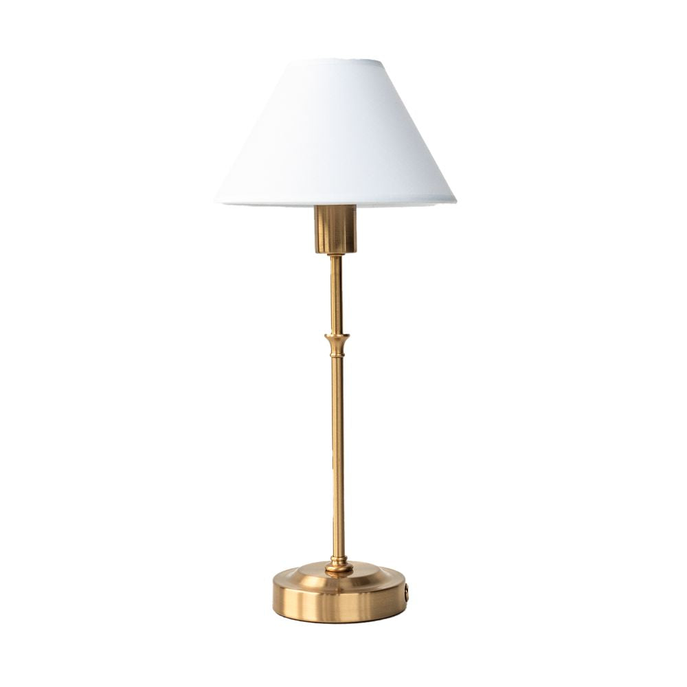 Rechargeable Brass-Colour Fabric Table Lamp