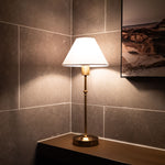 Rechargeable Brass-Colour Fabric Table Lamp