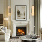 19" Double-Pillar Wall Sconce: Genuine Spanish Alabaster & Satin Brass