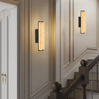 19" Double-Pillar Wall Sconce: Genuine Spanish Alabaster & Satin Brass