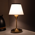 Rechargeable Fabric Shade Table Lamp with Brass-Colour Base